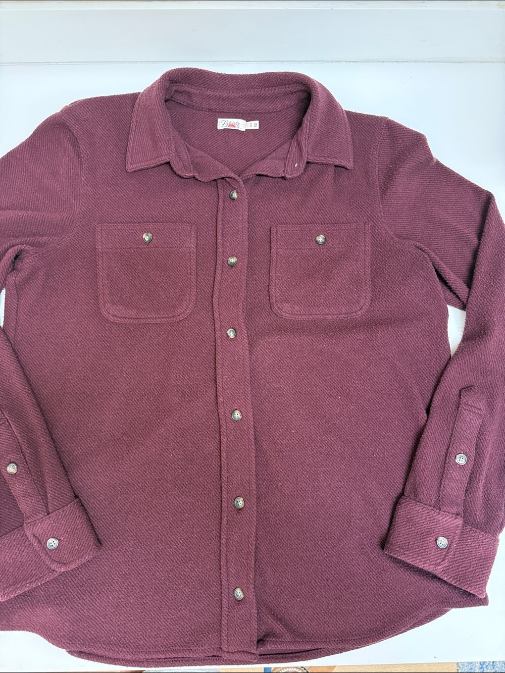 Faherty Button-Front Shirt Jacket in Burgundy